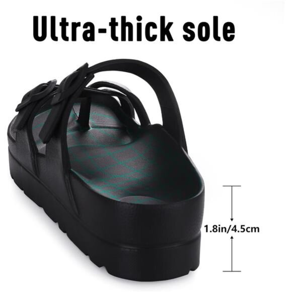 Women's Platform Sandals with Arch Support Comfortable Foam Slides Lightweight - Picture 6 of 7